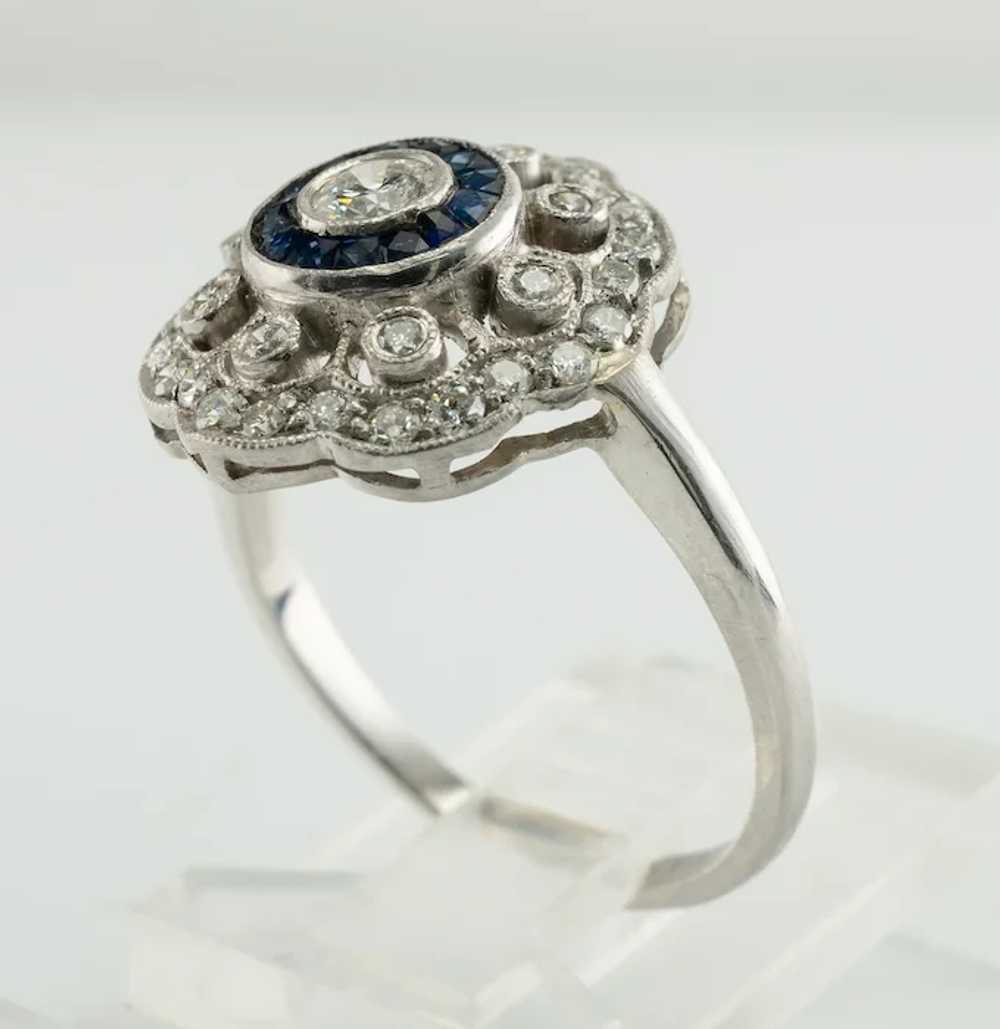 Diamond Sapphire Ring 14K White Gold Vintage - image 12