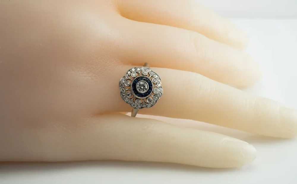 Diamond Sapphire Ring 14K White Gold Vintage - image 3