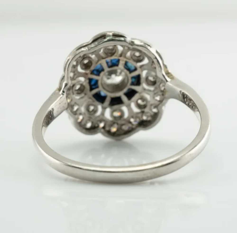 Diamond Sapphire Ring 14K White Gold Vintage - image 4