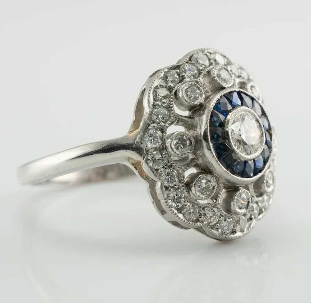 Diamond Sapphire Ring 14K White Gold Vintage - image 5