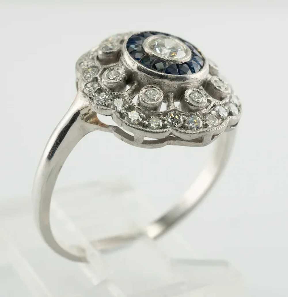 Diamond Sapphire Ring 14K White Gold Vintage - image 8
