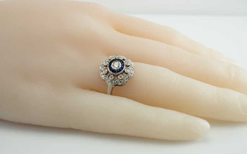 Diamond Sapphire Ring 14K White Gold Vintage - image 9