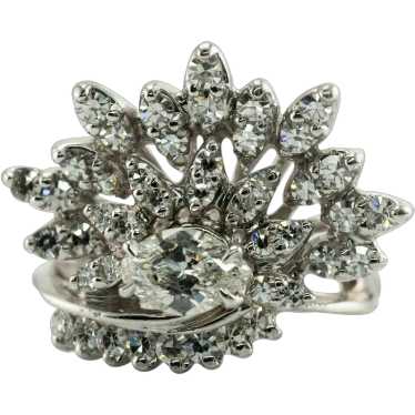 Crown Tiara Diamond Ring 14K White Gold 1.60 TDW