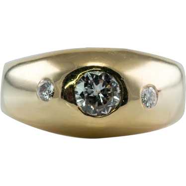 Natural Diamond Ring Three Stone 14K Gold Band