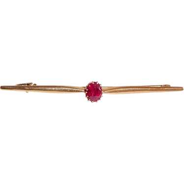 Art Deco 18k Bar Pin w Faceted Spinel - image 1