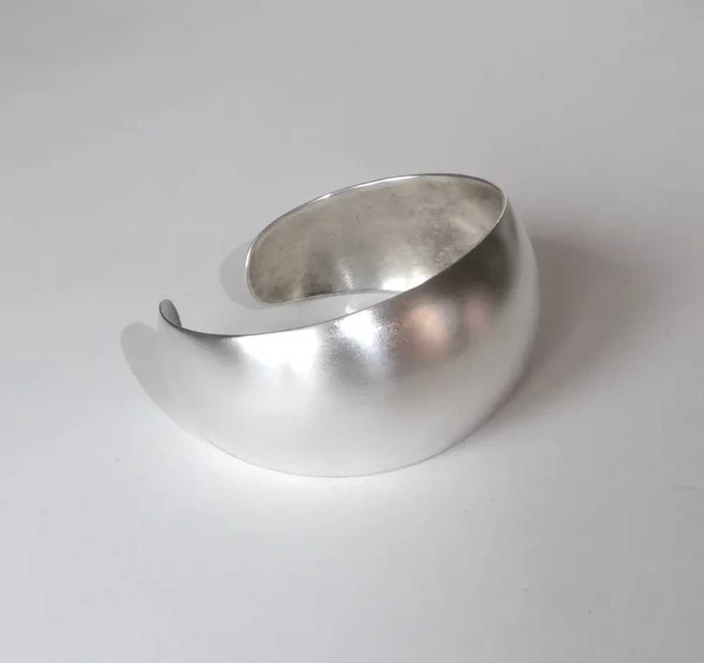 Wide Sterling Domed Cuff Bracelet w Satin Finish - image 12