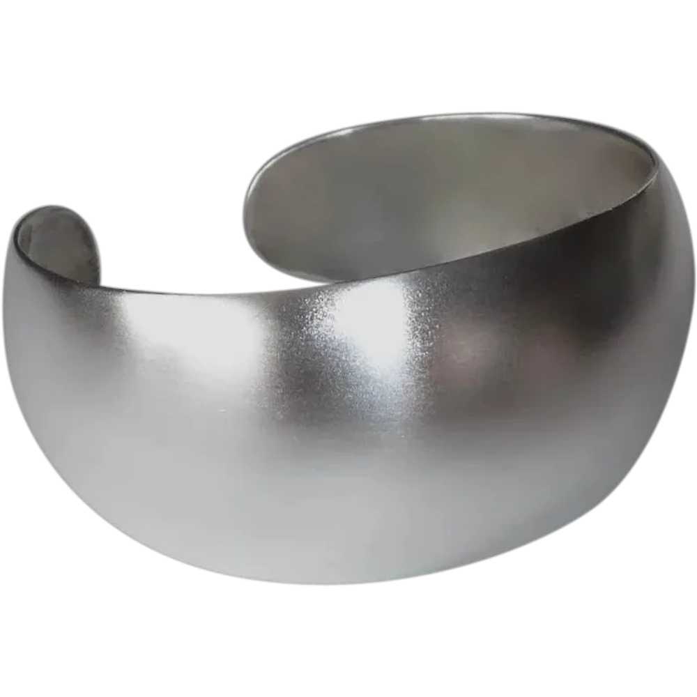 Wide Sterling Domed Cuff Bracelet w Satin Finish - image 1