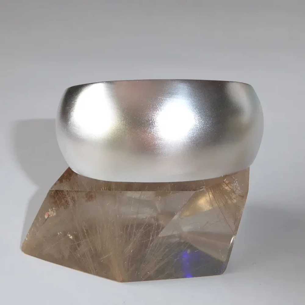 Wide Sterling Domed Cuff Bracelet w Satin Finish - image 2