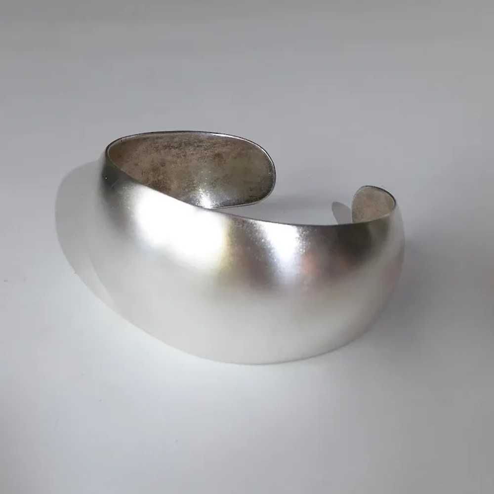 Wide Sterling Domed Cuff Bracelet w Satin Finish - image 4