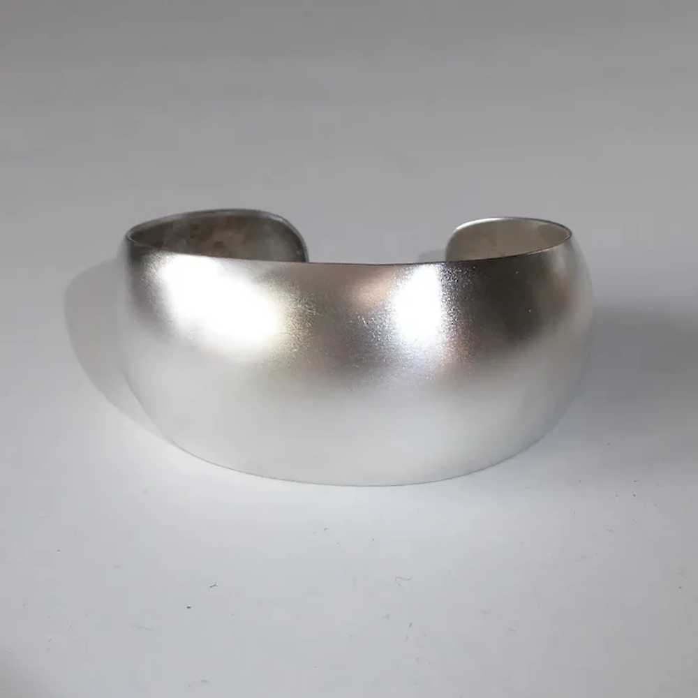 Wide Sterling Domed Cuff Bracelet w Satin Finish - image 5