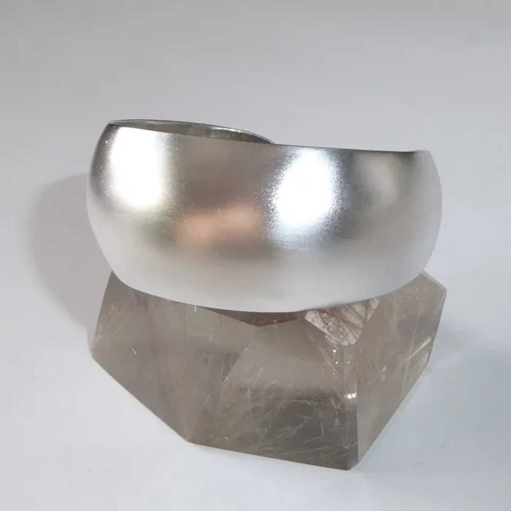 Wide Sterling Domed Cuff Bracelet w Satin Finish - image 7