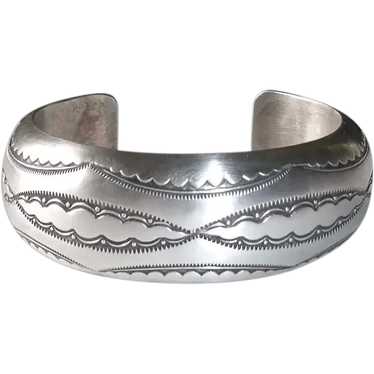 Native American Stamped Sterling Domed Cuff Bracel
