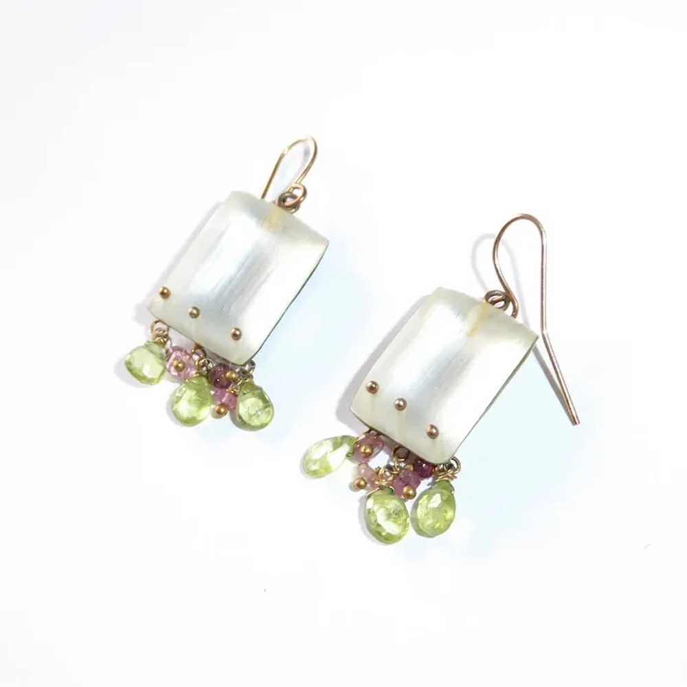 Alexis Bittar White Lucite Earrings w Peridot & A… - image 10