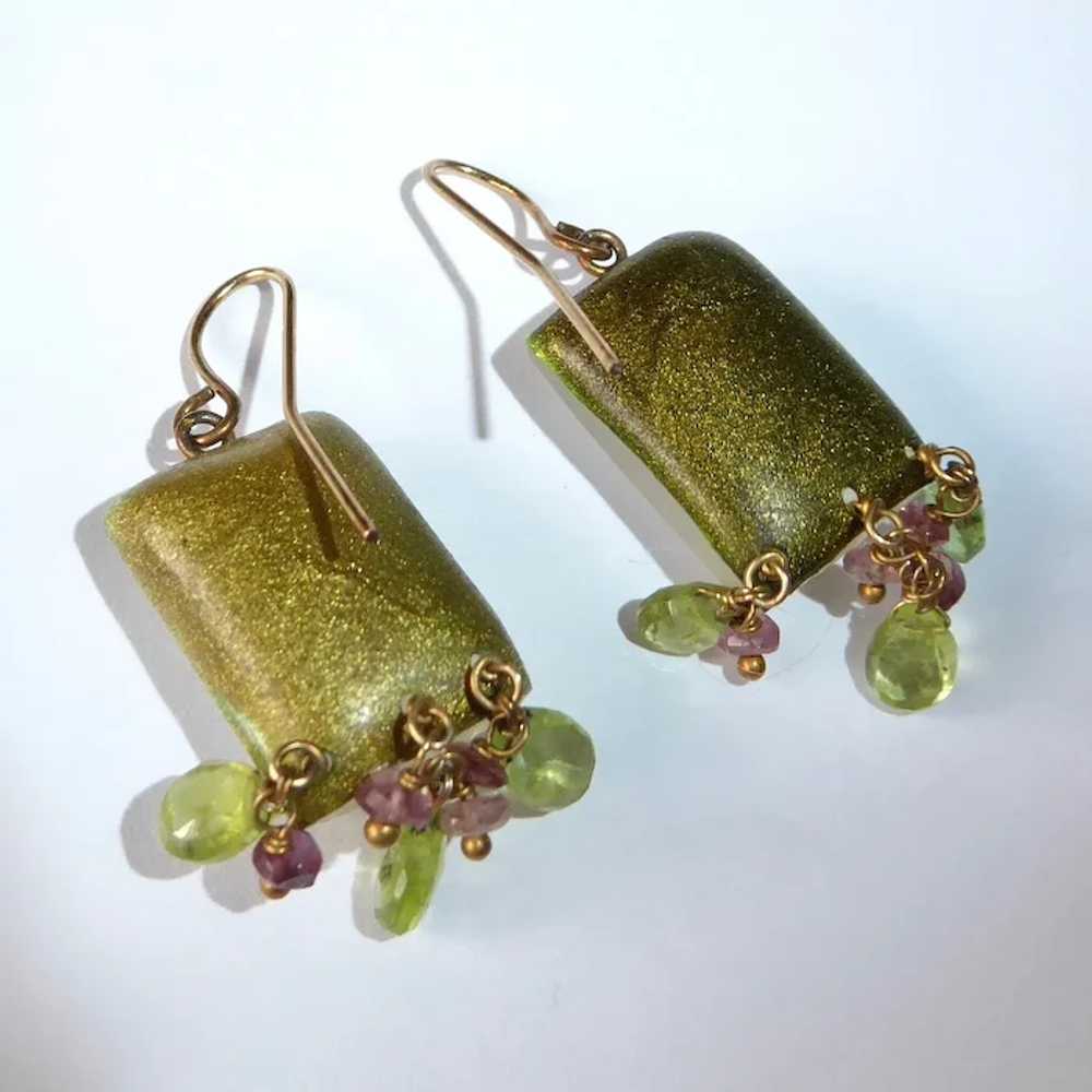 Alexis Bittar White Lucite Earrings w Peridot & A… - image 11