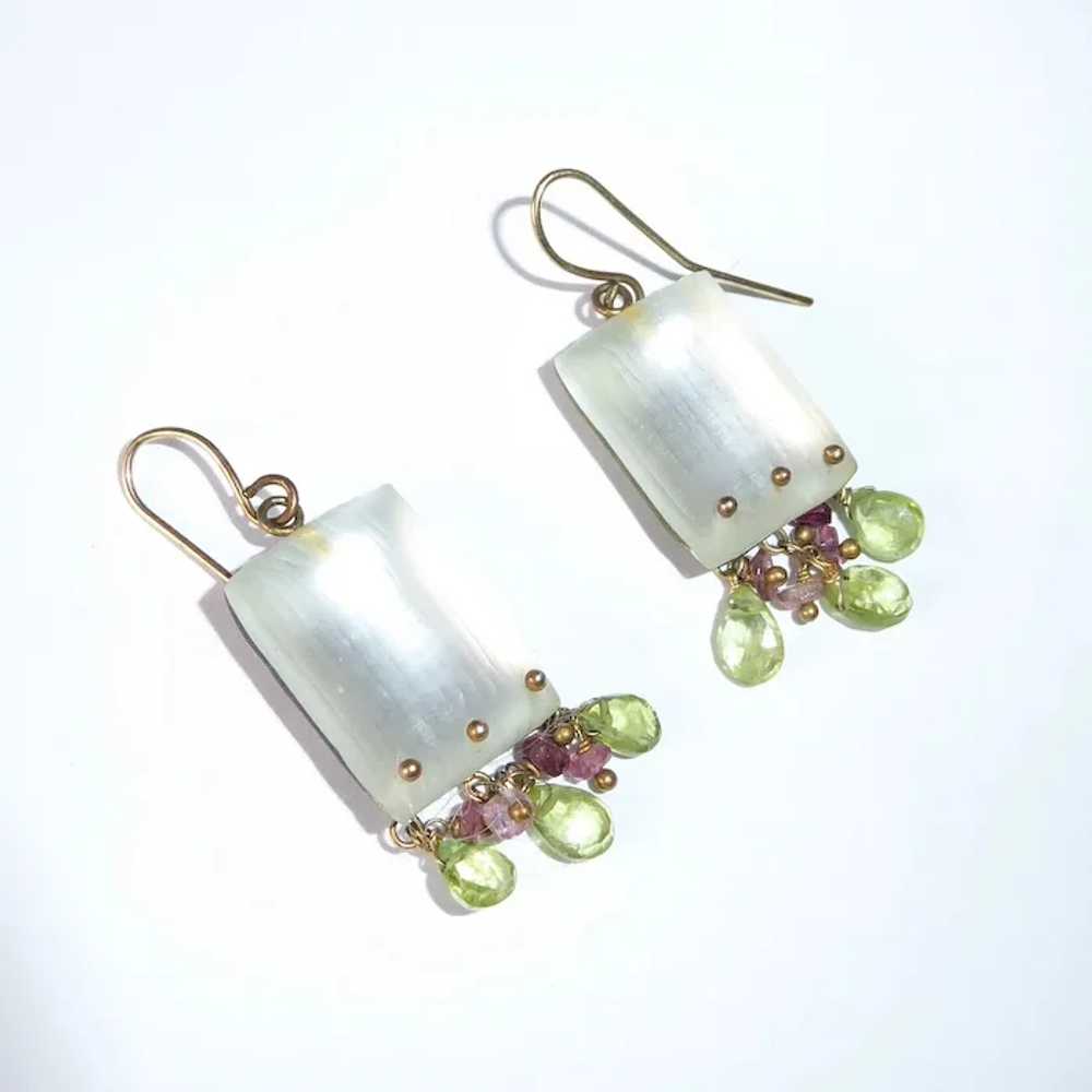 Alexis Bittar White Lucite Earrings w Peridot & A… - image 12