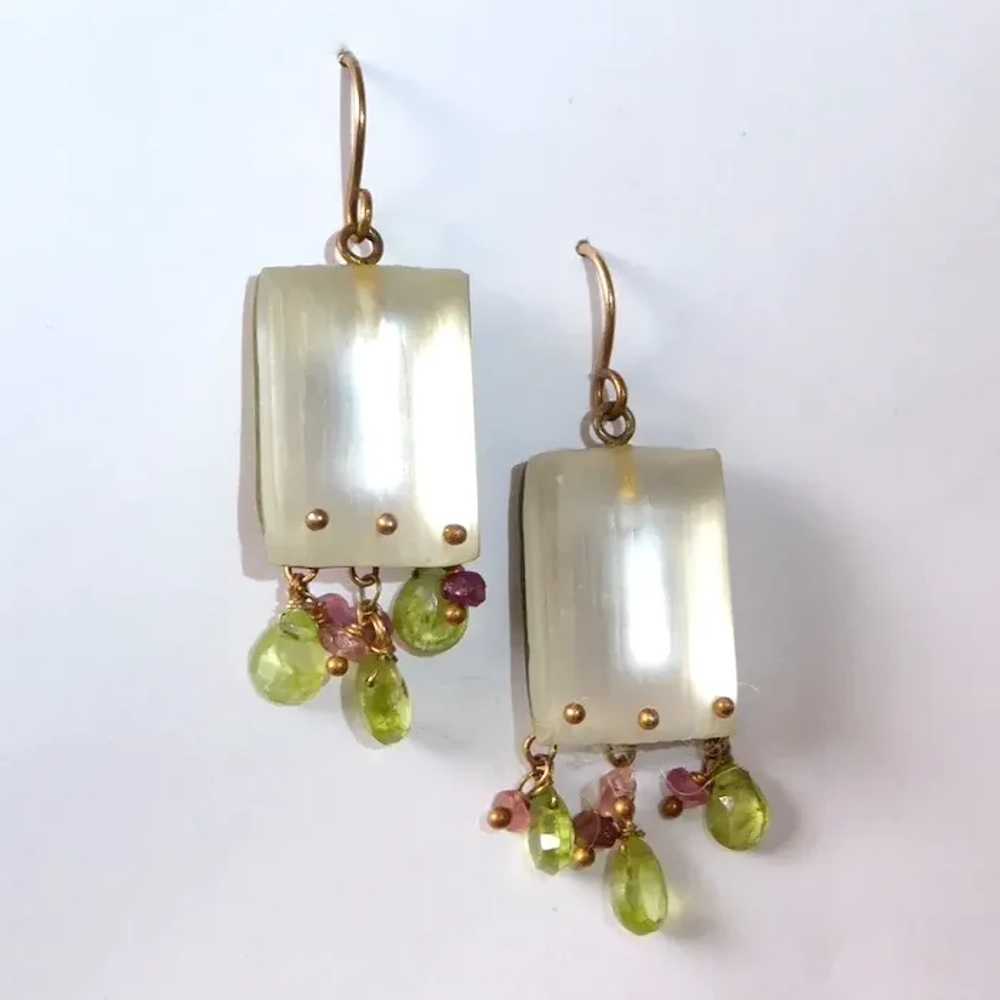 Alexis Bittar White Lucite Earrings w Peridot & A… - image 2