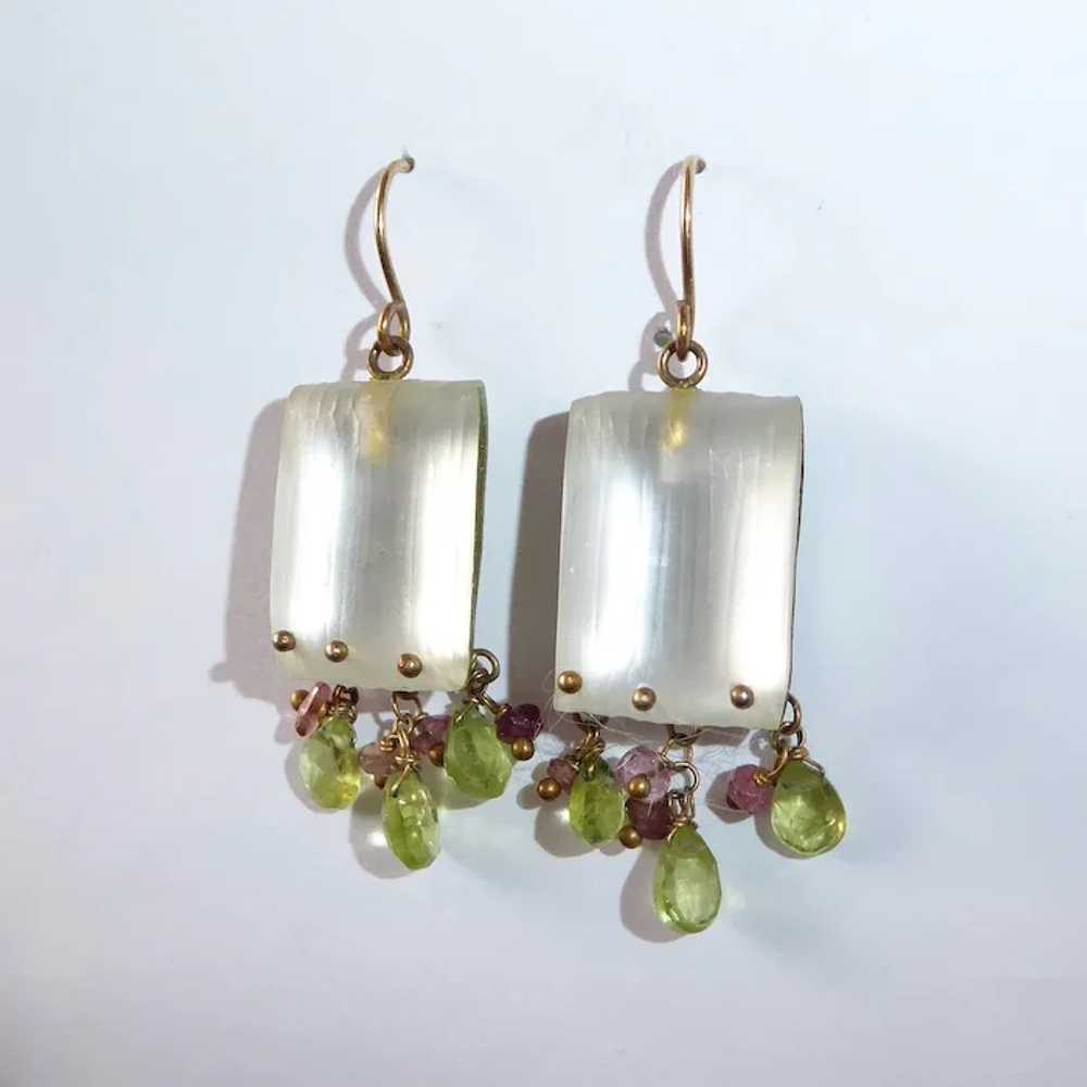 Alexis Bittar White Lucite Earrings w Peridot & A… - image 4