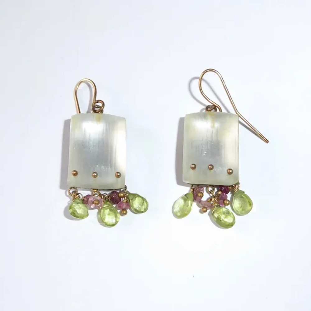 Alexis Bittar White Lucite Earrings w Peridot & A… - image 5