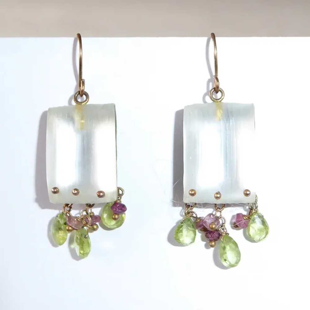 Alexis Bittar White Lucite Earrings w Peridot & A… - image 6