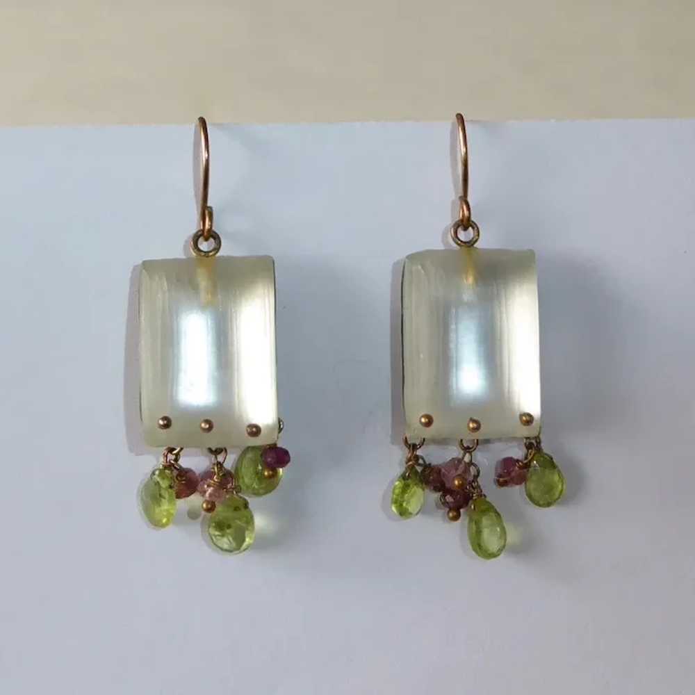 Alexis Bittar White Lucite Earrings w Peridot & A… - image 9
