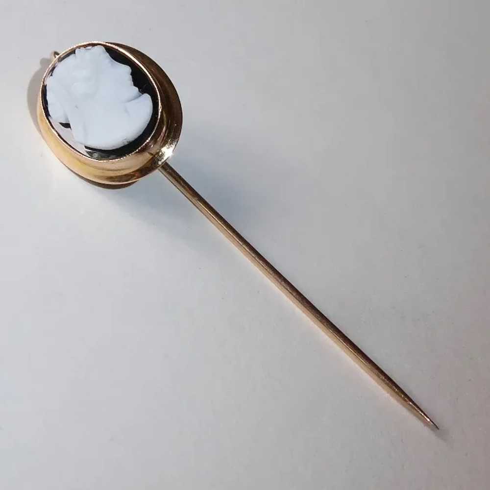 Victorian 10k Sardonyx Hardstone Cameo Stick Pin - image 5