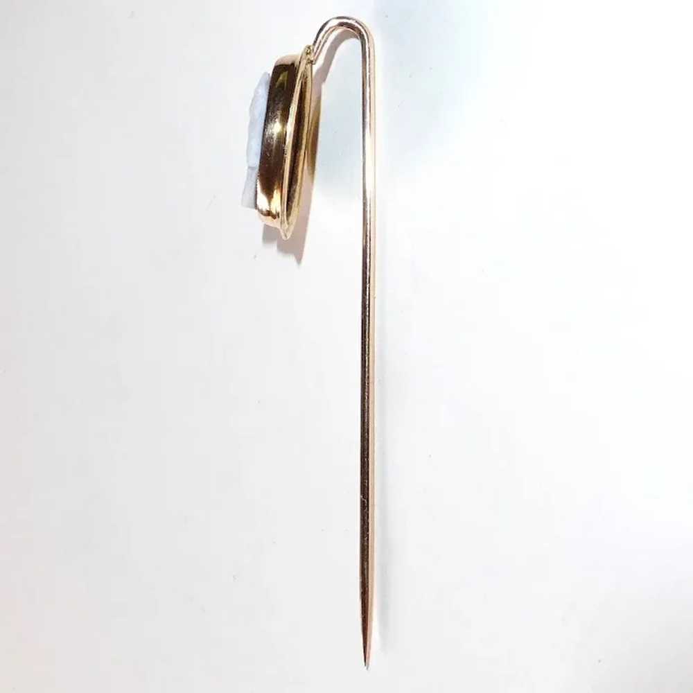 Victorian 10k Sardonyx Hardstone Cameo Stick Pin - image 9