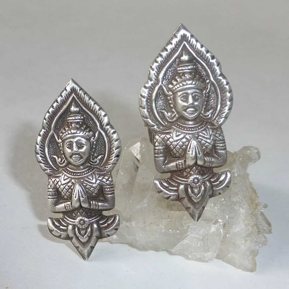 Siam Sterling Repousse Buddha Cufflinks - image 2