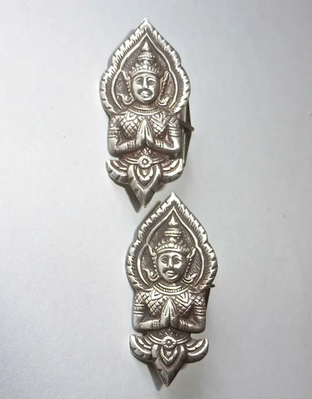Siam Sterling Repousse Buddha Cufflinks - image 3