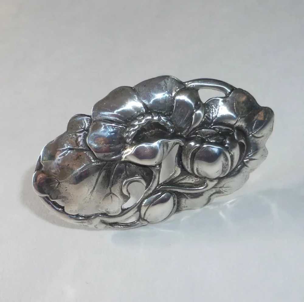 Sterling Silver Dimensional Poppies Pin - image 2