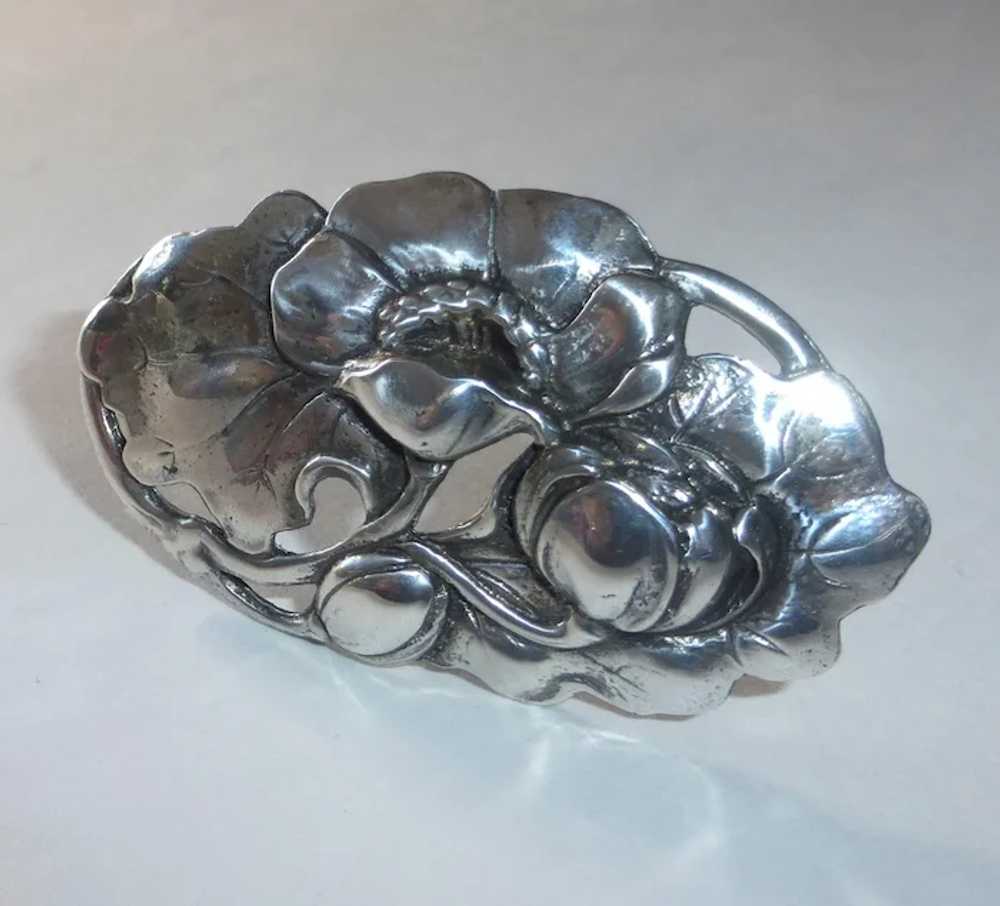 Sterling Silver Dimensional Poppies Pin - image 4