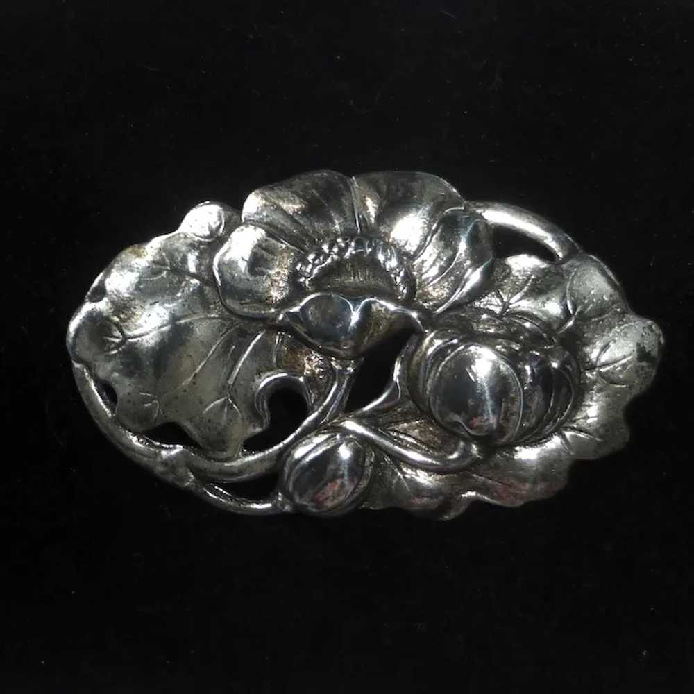 Sterling Silver Dimensional Poppies Pin - image 5