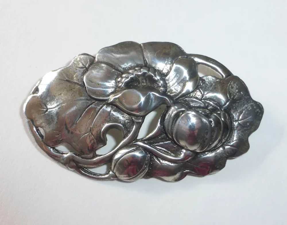 Sterling Silver Dimensional Poppies Pin - image 9