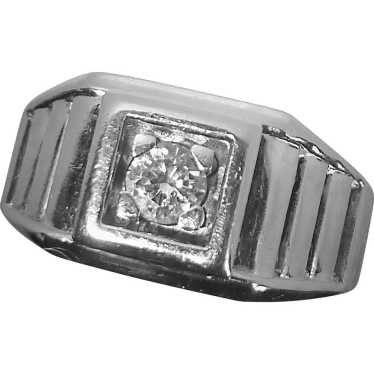 14k Art Deco White Gold Diamond Ring - image 1