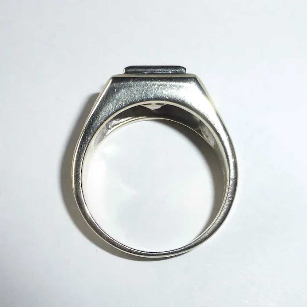 14k Art Deco White Gold Diamond Ring - image 5