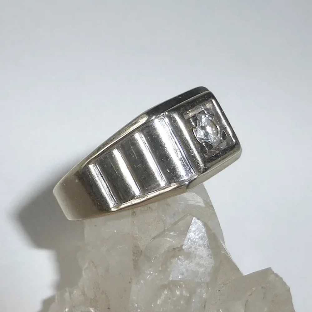 14k Art Deco White Gold Diamond Ring - image 8