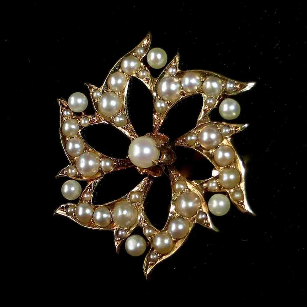 Antique Edwardian 14k & Seed Pearl Pendant/Pin Si… - image 3