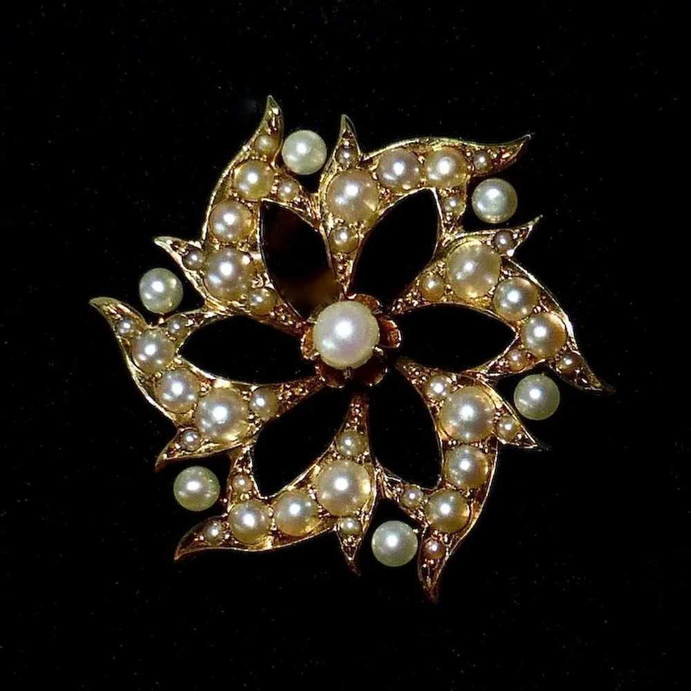 Antique Edwardian 14k & Seed Pearl Pendant/Pin Si… - image 9