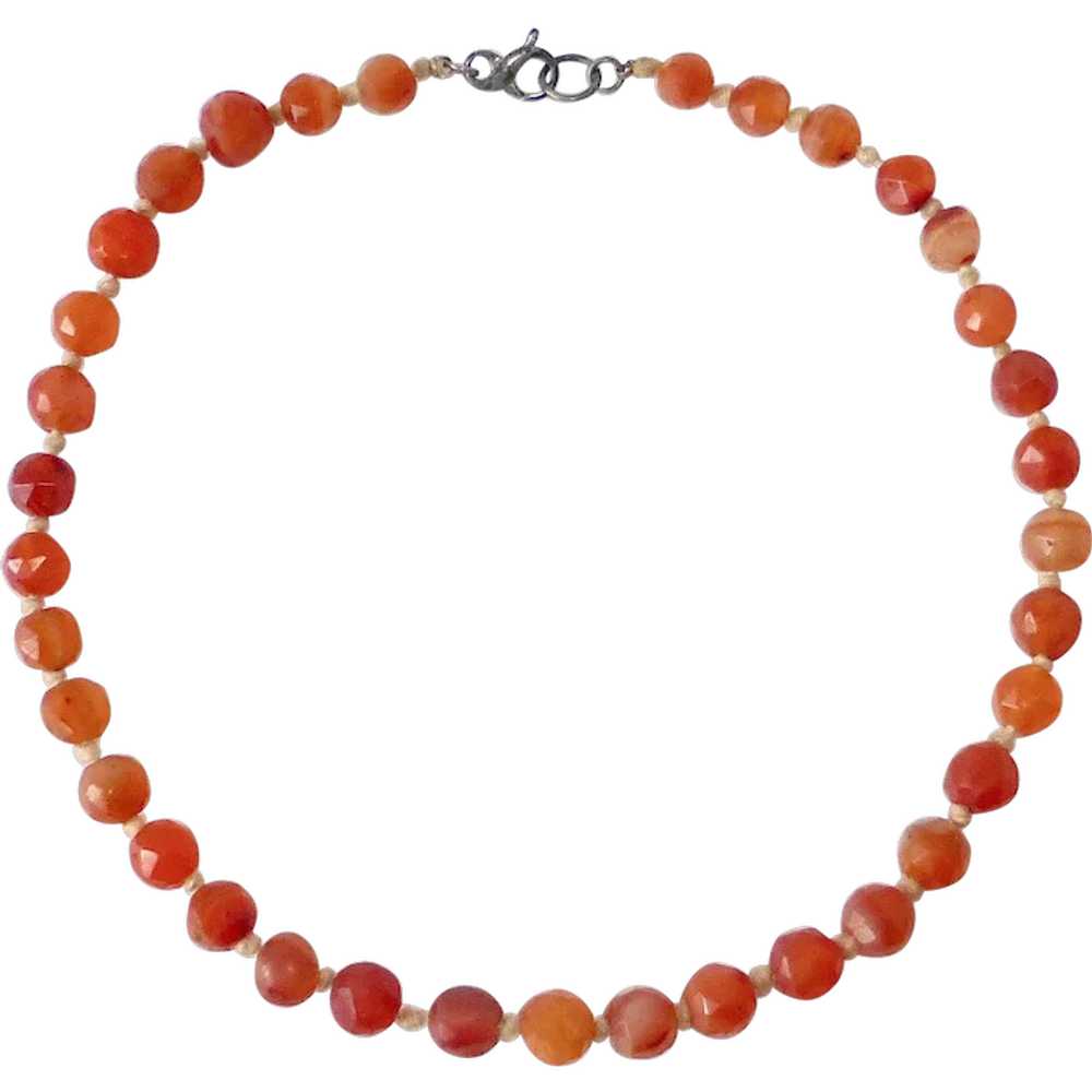 Antique Faceted Carnelian Agate Bead Necklace - image 1