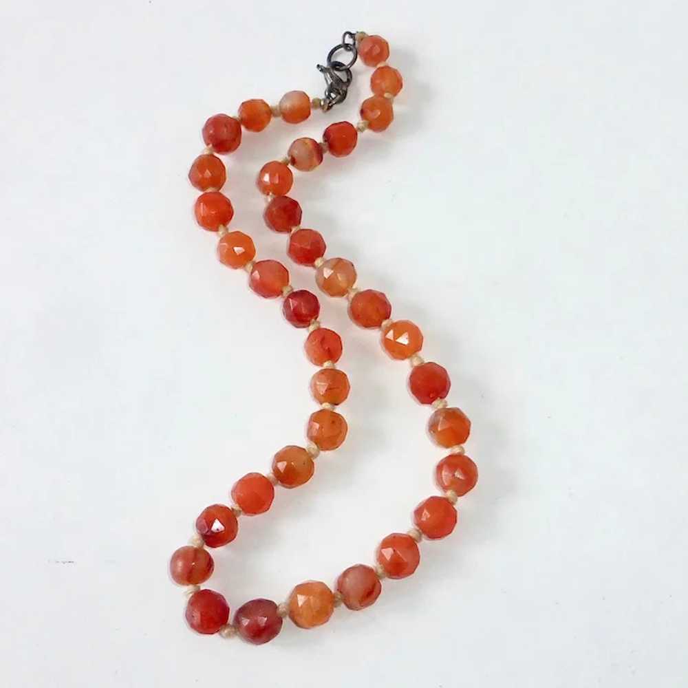 Antique Faceted Carnelian Agate Bead Necklace - image 2
