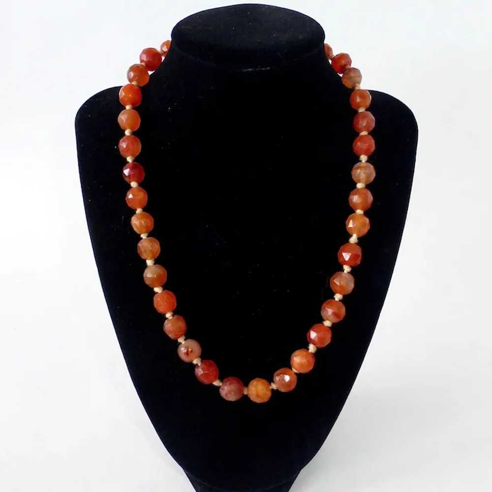 Antique Faceted Carnelian Agate Bead Necklace - image 3