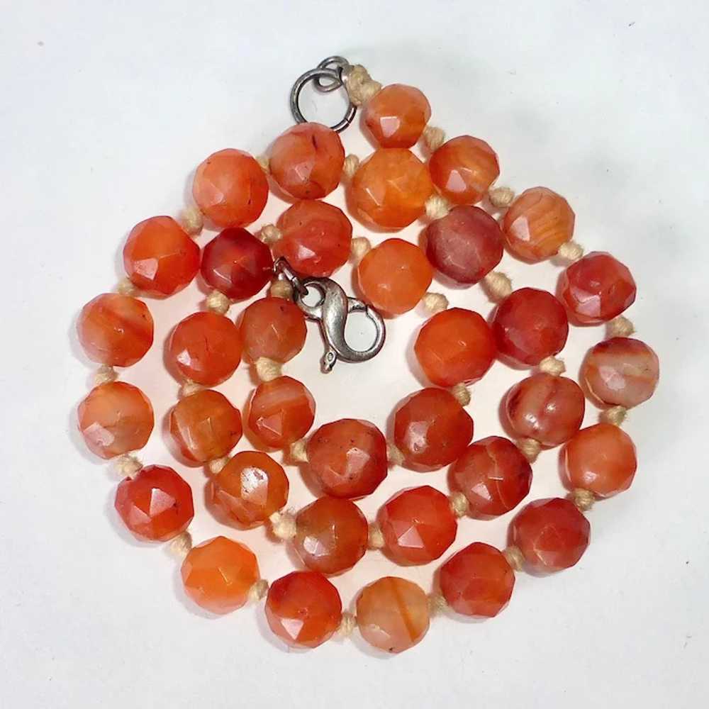 Antique Faceted Carnelian Agate Bead Necklace - image 4