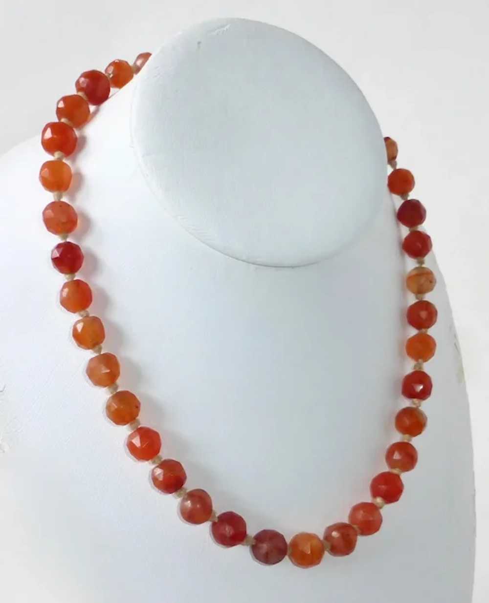 Antique Faceted Carnelian Agate Bead Necklace - image 5