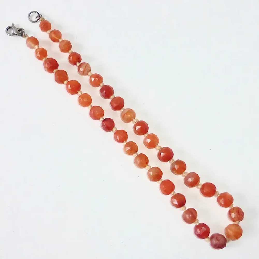 Antique Faceted Carnelian Agate Bead Necklace - image 6