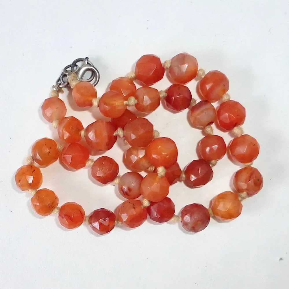 Antique Faceted Carnelian Agate Bead Necklace - image 7