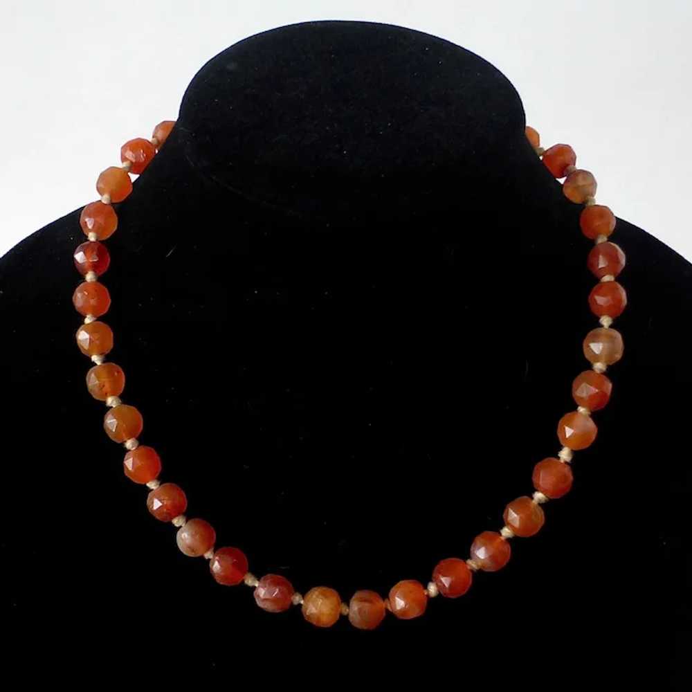 Antique Faceted Carnelian Agate Bead Necklace - image 8