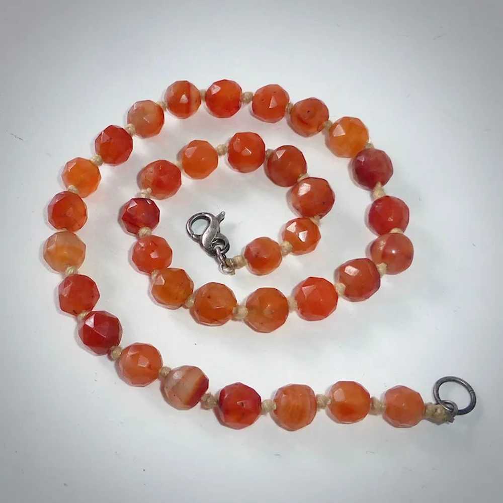 Antique Faceted Carnelian Agate Bead Necklace - image 9