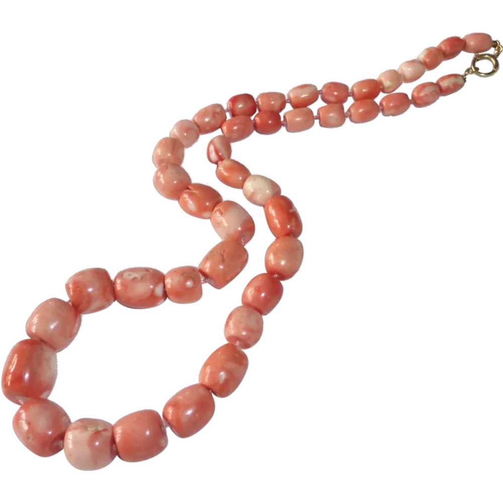 Antique Pink Coral Large Bead Ethnic Necklace - image 1