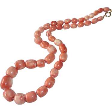 Antique Pink Coral Large Bead Ethnic Necklace - image 1