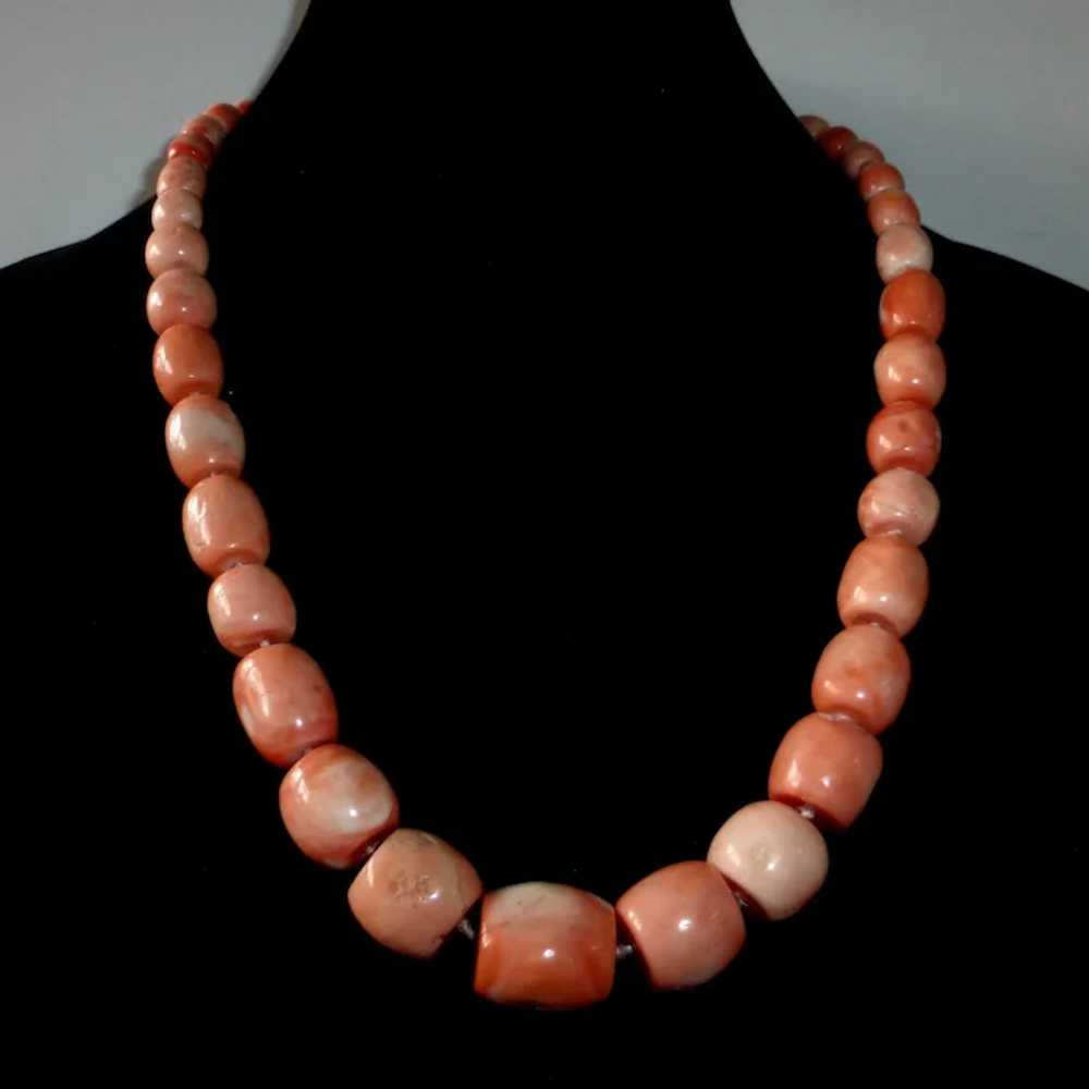 Antique Pink Coral Large Bead Ethnic Necklace - image 2