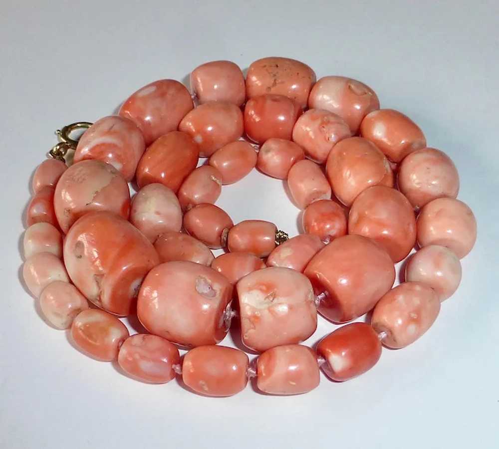 Antique Pink Coral Large Bead Ethnic Necklace - image 3